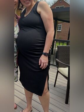 Maternity Black Sleeveless V-Neck Dress